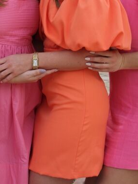 DO+BE Coral-Orange Sleeveless Dress with Zip Back